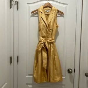 Vintage Designer Evan Picone fully lined yellow gold dress